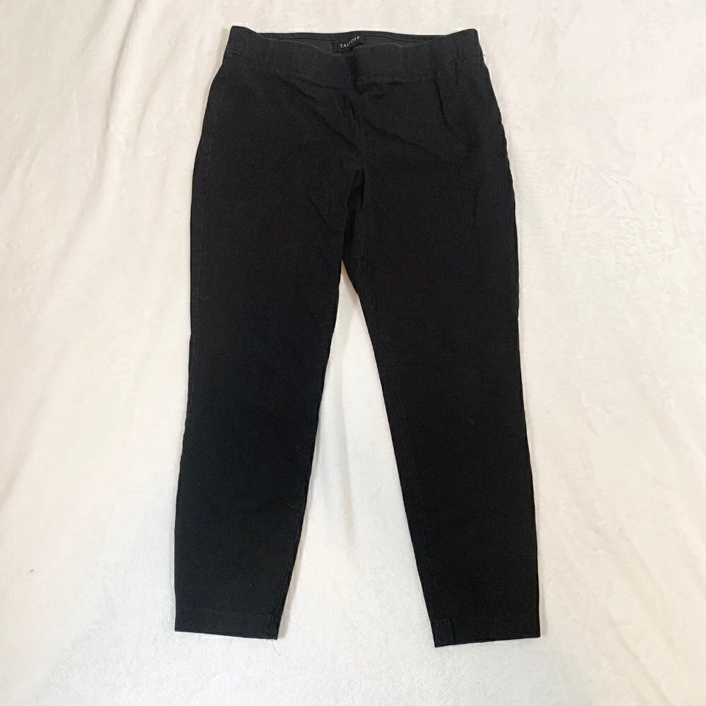 Talbots Pull On Slim Leg Pants Womens Medium Black Stretch Ankle Trousers